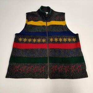 Robert Scott Vest Women's Medium Colorful Star & Stripe Patterned 1990s Vintage
